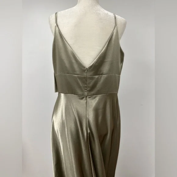 Jenny Yoo Brenna style Sage long cocktail gown/bridesmaid dress NWT sz 14 - Picture 9 of 16